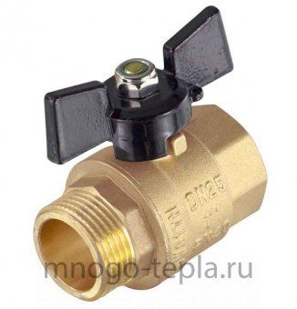 Кран шаровый 1" ГШ TIM (DE1221) латунный усиленный прямой  -  бабочка - №1