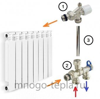 Узел нижнего подключения для радиатора с боковым подключением - №1