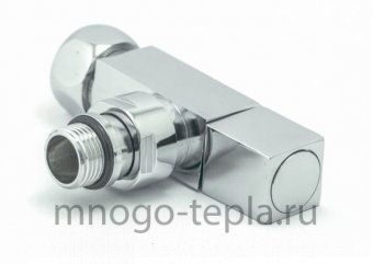 Кран для полотенцесушителя хромированный 3/4" НГ х 1/2" Ш (американка) TIM KV10-LFM032 с квадратной ручкой, угловой - №1