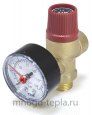 Предохранительный клапан с манометром 1/2" НР TIM BL4802-3 (3 бар) красный - №2