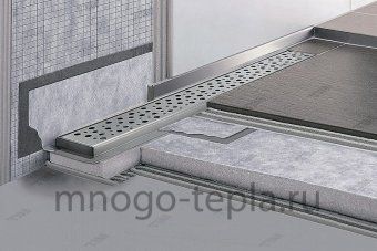Трап для душа с горизонтальным выпуском TIM BAD419502, размер 950 x 70мм, защита от запаха (сухой + гидрозатвор), решетка с круглой ячейкой - №1