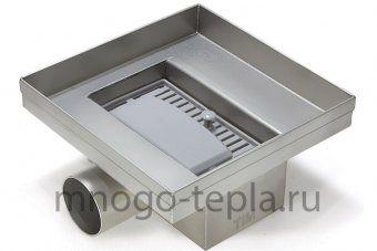 Трап для душа с горизонтальным выпуском квадратный TIM BAD411502, размер 150 x 150мм, защита от запаха (сухой + гидрозатвор), решетка с круглой ячейкой - №1