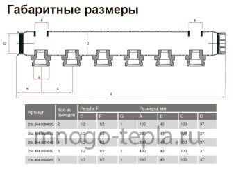 Коллектор распределительный из нержавеющей стали Zeissler ZSc.404.060406S (1" x 1/2"), 6 потребителей, межосевое расстояние 100 мм - №1