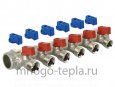 Коллектор с шаровыми кранами TIM MV-3/4-N-6 (3/4" х 1/2"), на 6 отводов, под конус - №3