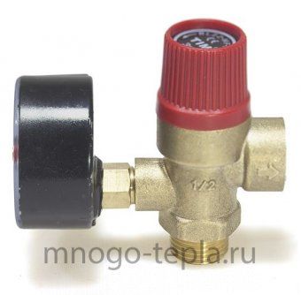Предохранительный клапан с манометром 1/2" НР TIM BL4802-3 (3 бар) красный - №1